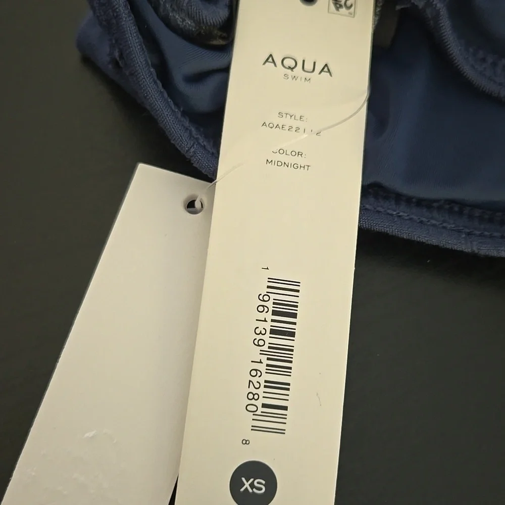 Aqua Blue Textured Bikini Top, Xsmall